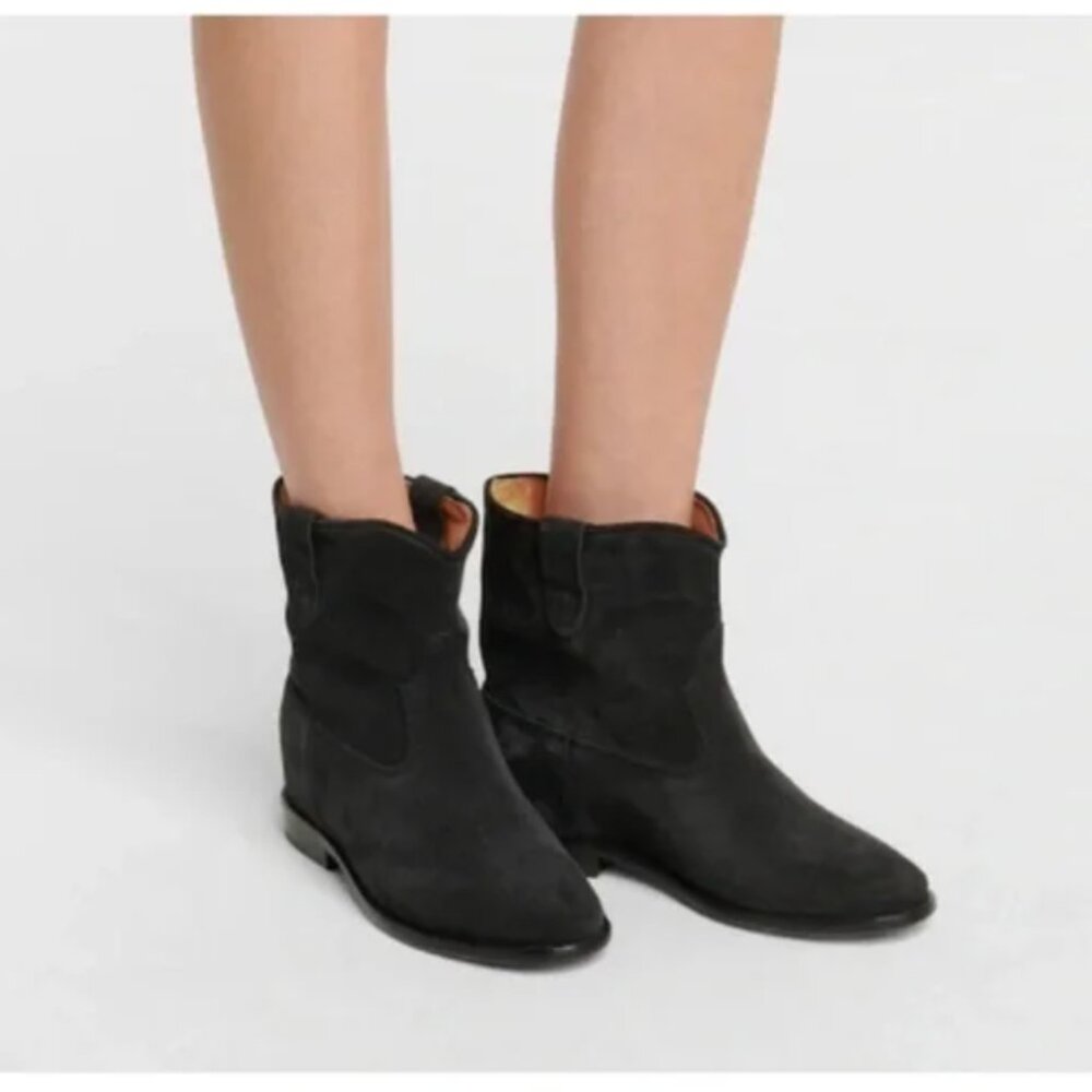 Isabel Marant Etoile Crisi Ankle  Wedge Boots in Black Suede sz 39